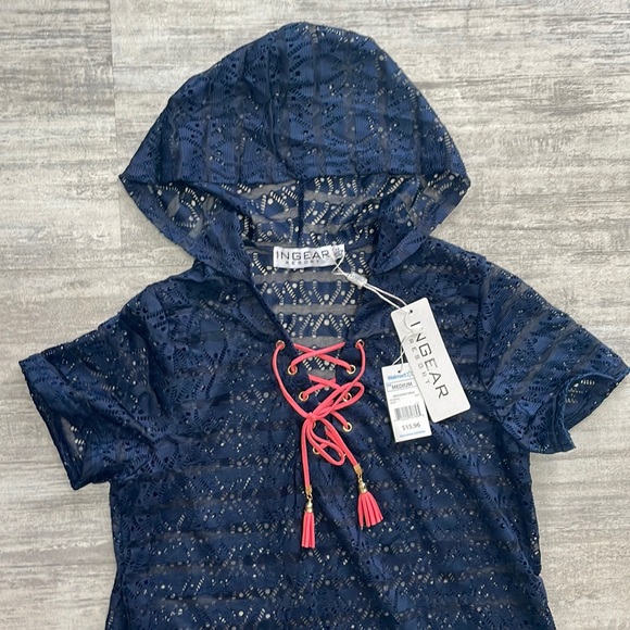 COPY - NWT Ingear Resort Hooded Lace Swim Cover Up Dress Taupe - Picture 2 of 6